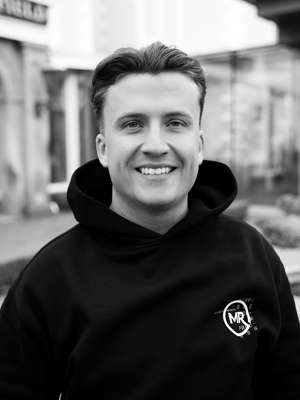 Jordan White Headshot in Black and White