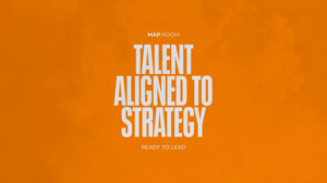 Orange graphic with the words “Talent Aligned to Strategy” — ready to lead.